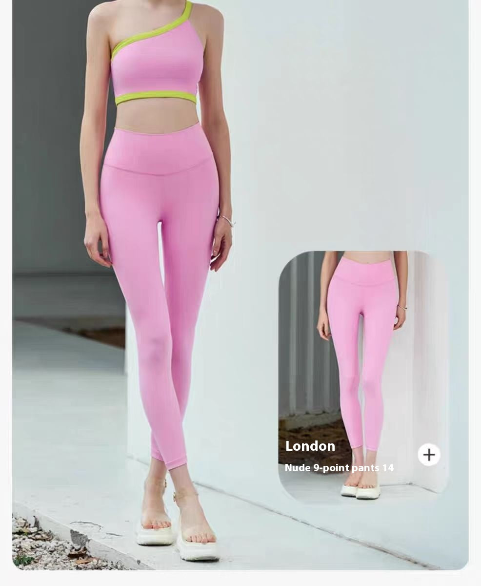 One-word Diagonal Shoulder Design Yoga Set