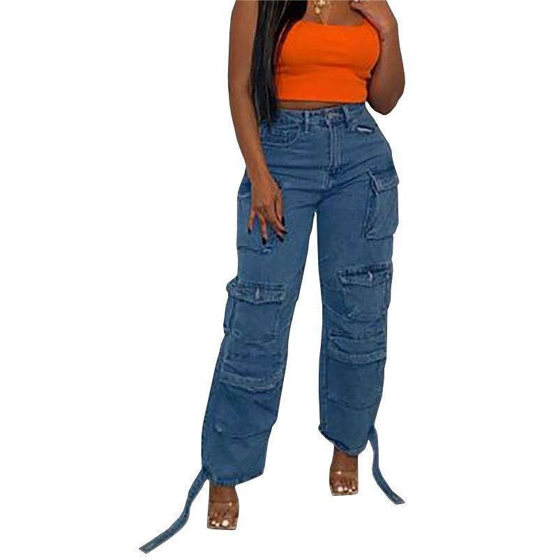 Multi-pocket Jeans Washed Overalls