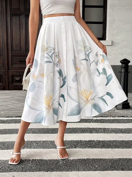Shop Floral Print Midi Skirt - Women's Fashion | Akatonbo