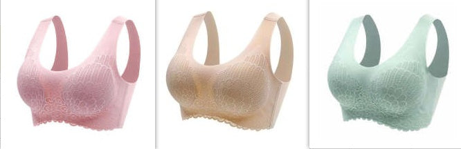 Natural Thai Latex Underwear 4.0 Angel Wings Seamless One Piece Women's Lace Sports Bra Without Steel Ring