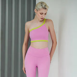 One-word Diagonal Shoulder Design Yoga Set