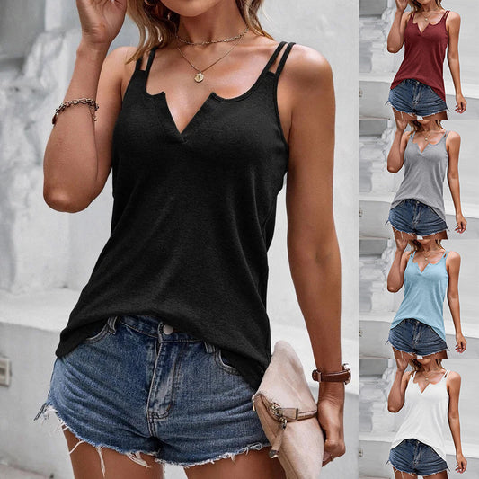 Akatonbo V-Neck Camisole Tops For Women Casual Spaghetti Strap Tank Tops