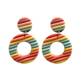 Aggregate Brickearth Polymer Clay Earrings Rainbow Bar Multicolor Art