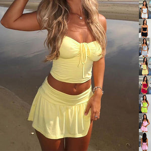 Women's Suits Summer Sleeveless Tube Top And Skirt Set