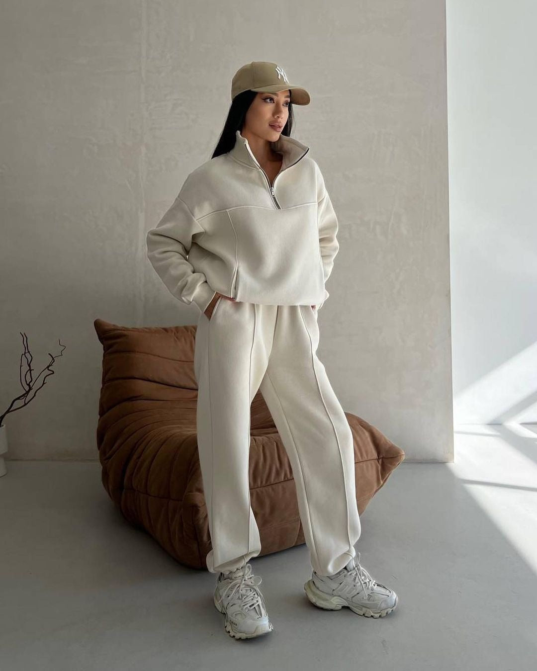 Conjunto de dos piezas Y2k de invierno para mujer, abrigo con cremallera, pantalones informales, chándal de otoño, chaqueta de moda, conjunto deportivo de contraste