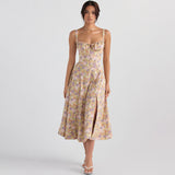 Seaside Vacation Sling Back Cross Tied Slim Fit Overknee Dress