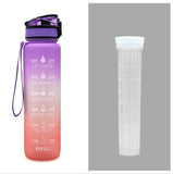 1L Tritan Water Bottle With Time Marker Bounce Cover Motivational Water Bottle Cycling Leakproof Cup For Sports Fitness Bottles