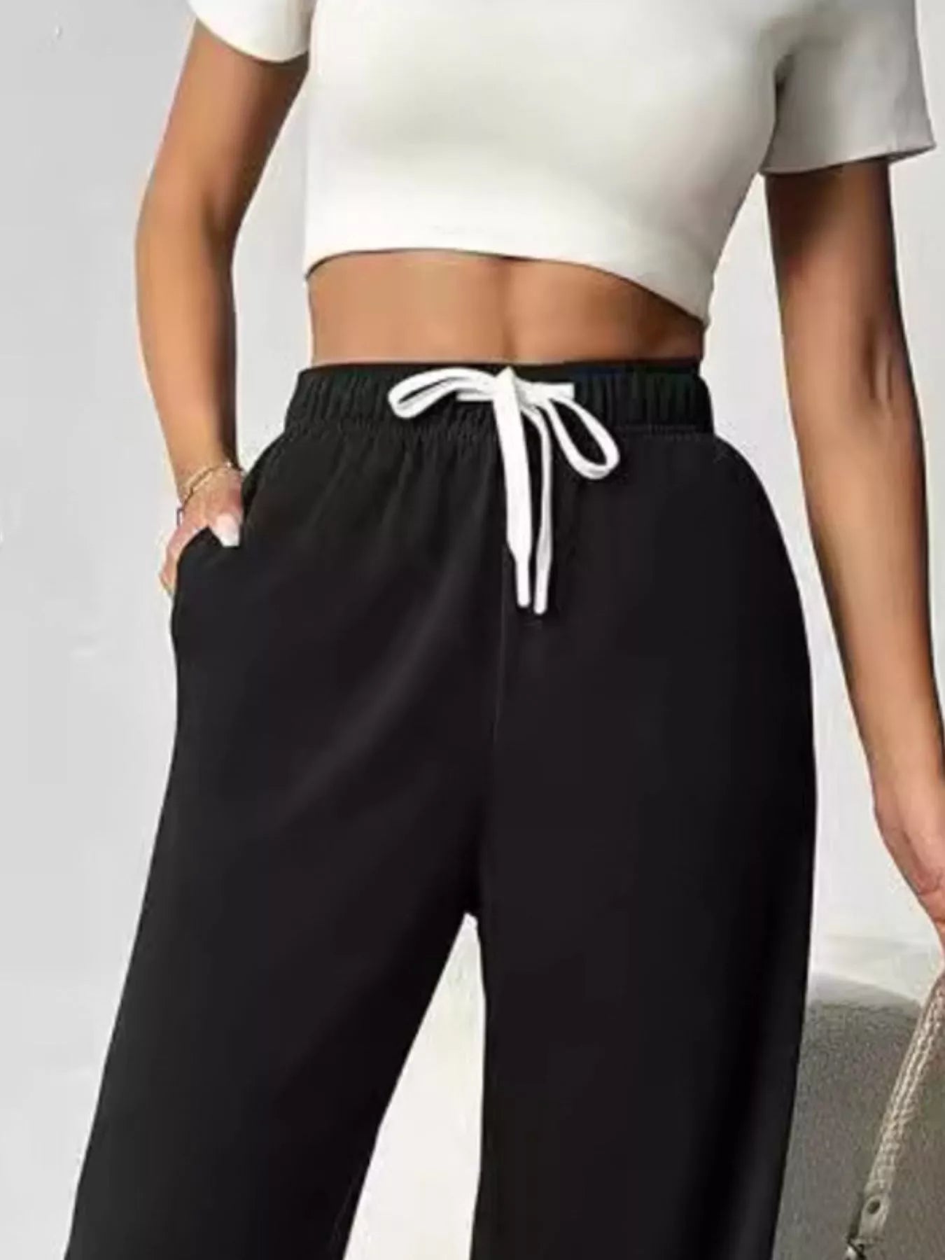 Shop Drawstring Wide Leg Pants - Women's Fashion | Akatonbo